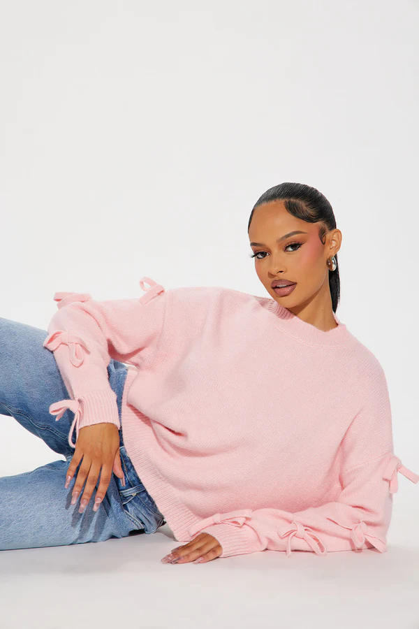 Pretty In Pink Bow Sweater - Pink - Image 2